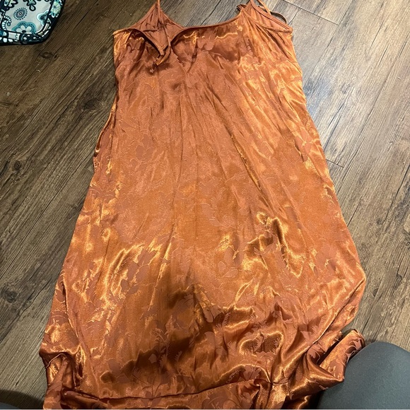 Saltwater LUXE Anthropologie Burnt Orange Satin Midi Dress - Picture 5 of 5
